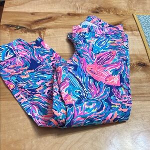 Lilly Pulitzer Vibrant Pink and Blue Cropped Pants